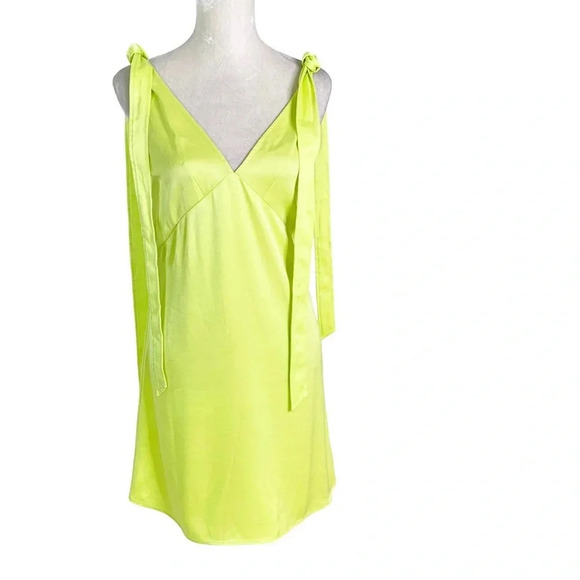 NEW Stine Goya Rosario Neon Green Mini Dress Tie Shoulder Size 2/4 - Picture 4 of 11